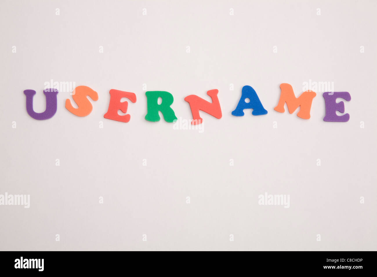 Benutzername Buchstaben Wort Rechtschreibung Stockfoto