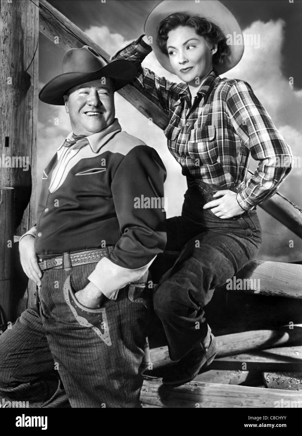 JACK OAKIE, JOAN LESLIE, NORTHWEST STAMPEDE, 1948 Stockfoto