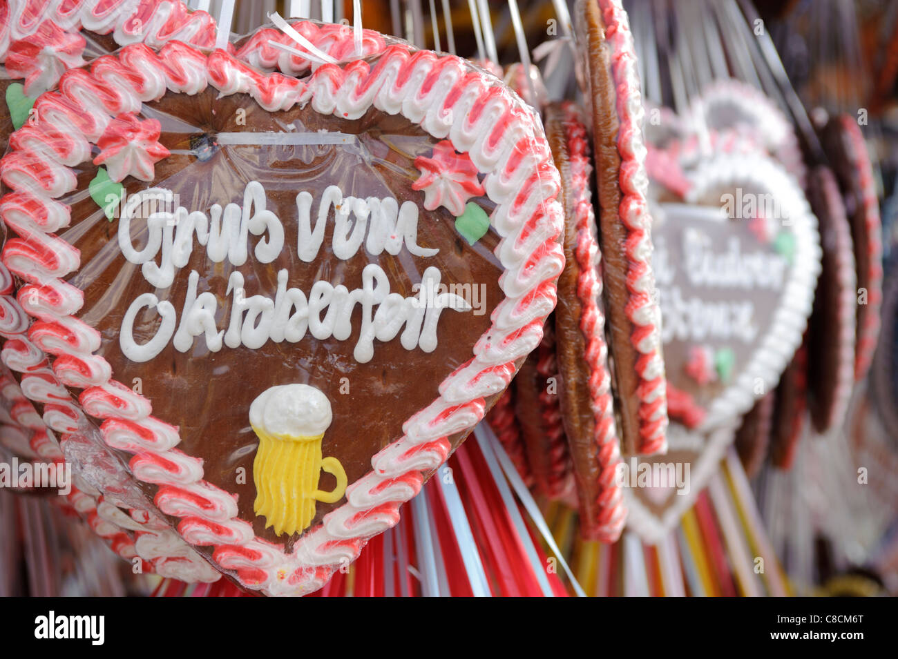 Welt berühmten Oktoberfest in München mit Herz aus Schokolade Stockfoto