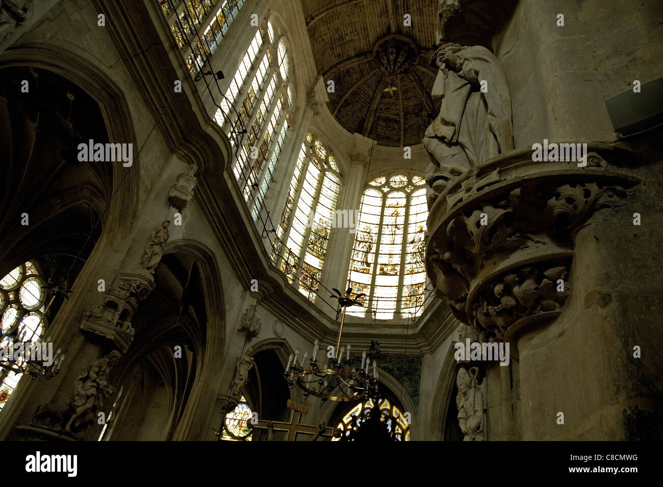 Troyes, Frankreich Interieur der Kirche St. Pantaleon Stockfotografie