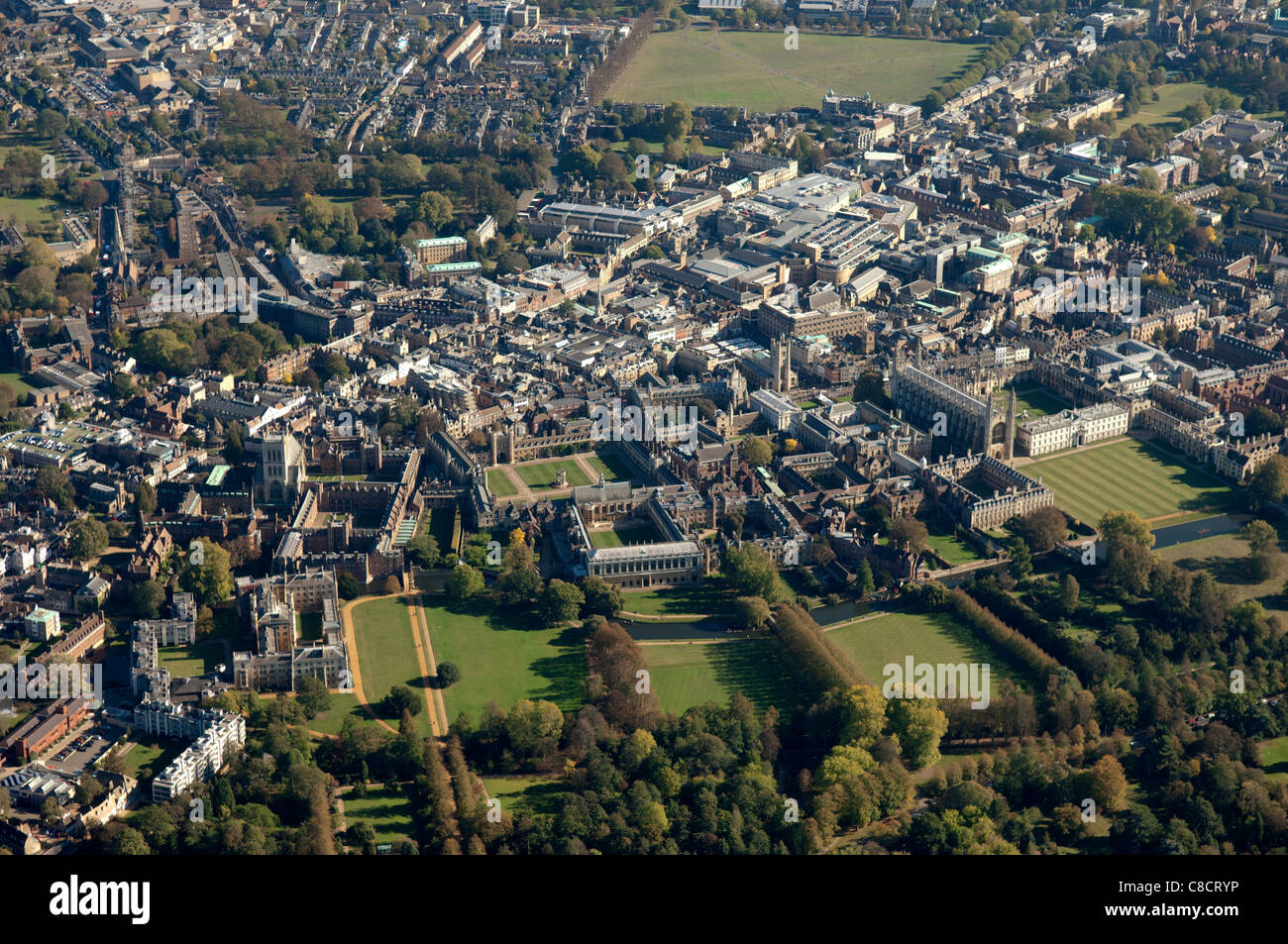 Die Stadt Cambridge England aus der Luft Stockfoto