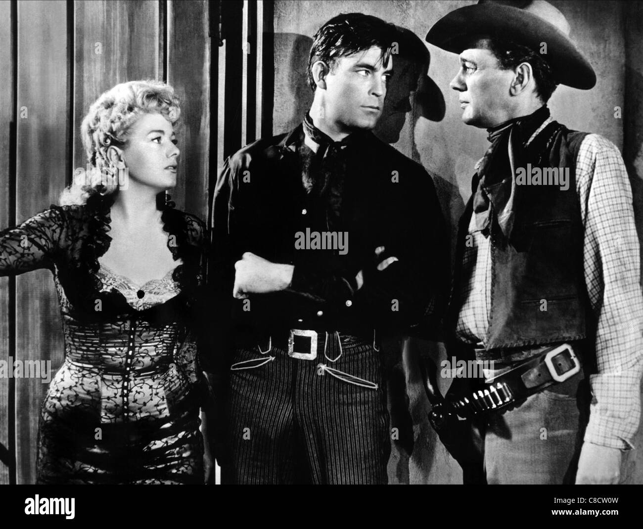 SHELLEY WINTERS, Scott Brady, Joseph Cotten, UNGEZÄHMTE FRONTIER, 1952 Stockfoto