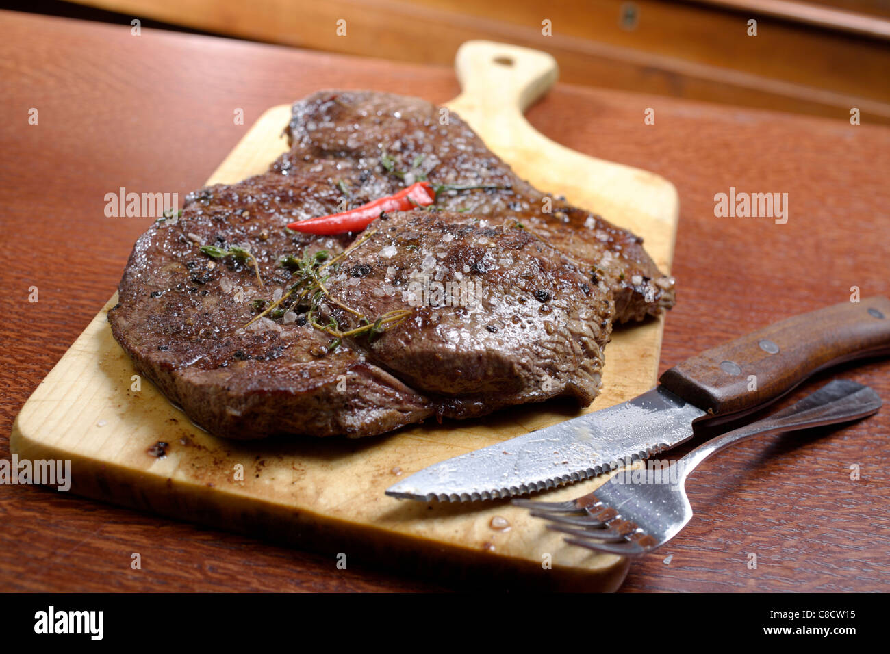 Knuckle Black Angus Steak Stockfoto