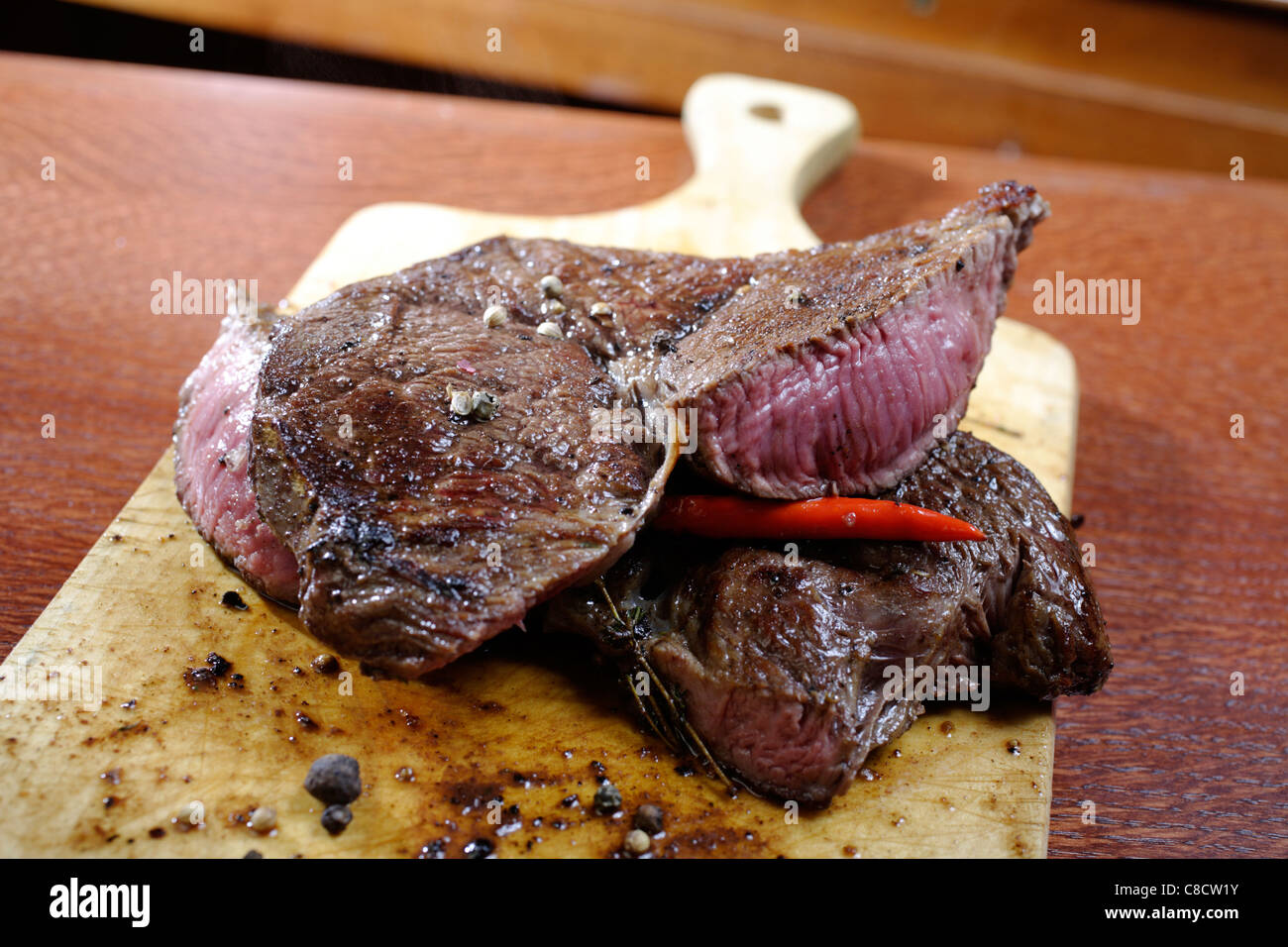 Knuckle Black Angus Steak Stockfoto