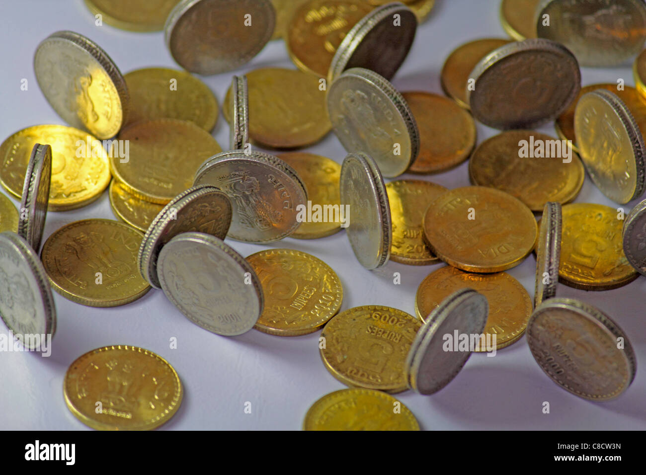 Indische Rupien, Münzen Stockfoto