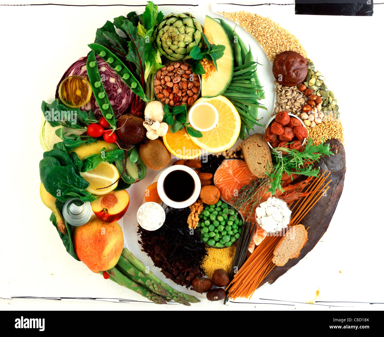 Yin und Yang-Lebensmittel Stockfoto