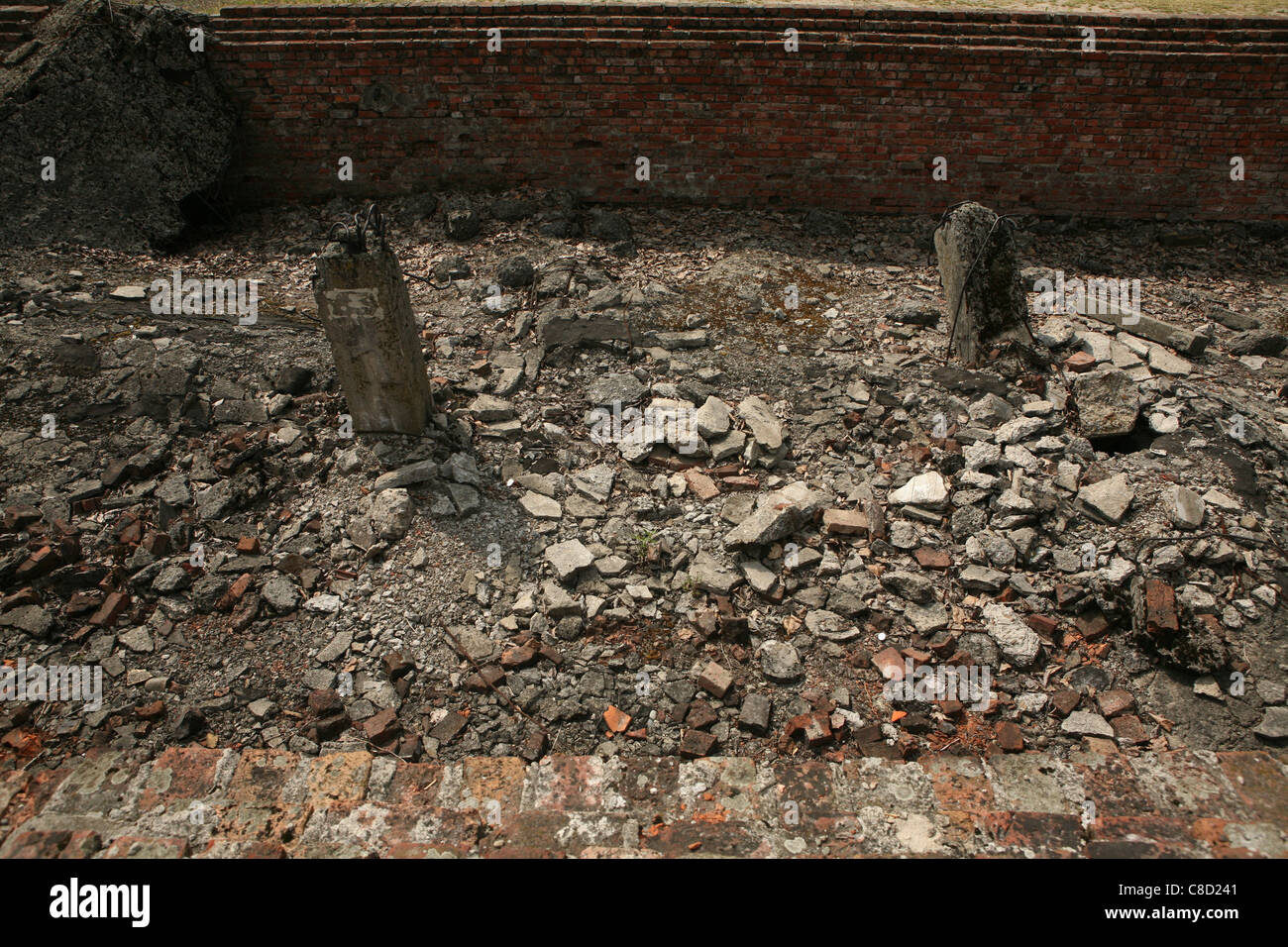 Ruinen der Gaskammer von Auschwitz II Birkenau deutschen nationalsozialistischen Konzentrations- und Vernichtungslager Camp in Oswiecim, Polen. Stockfoto