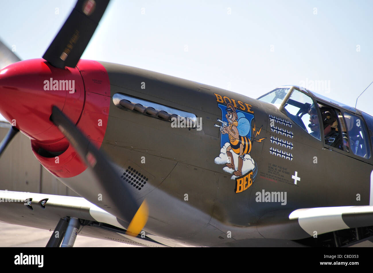 "Boise Biene", P - 51C WW2 Kämpfer bei ihr Debüt in Nampa Flughafen Stockfoto