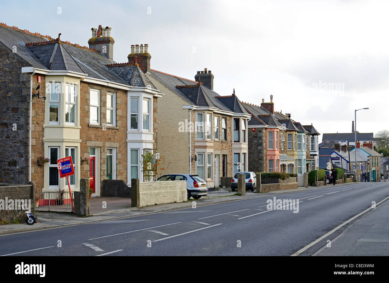 eine leere Hauptstraße in Redruth, Cornwall, uk Stockfoto