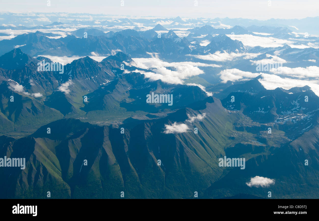 Luftaufnahme des Wrangell-St.-Elias-Nationalpark, Alaska Stockfoto