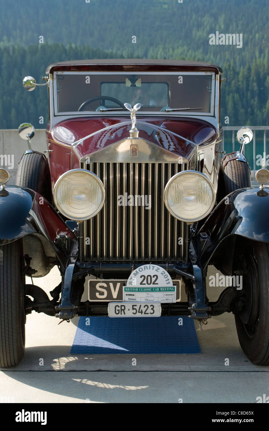 Rolls Royce Phantom Vintage Car Closeup während der British Classic Car Meeting St.Moritz, Schweiz. Stockfoto