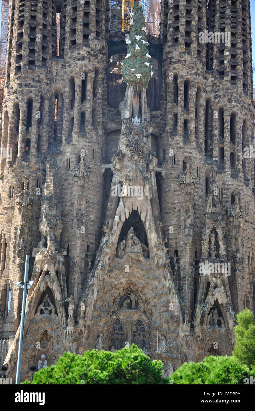 Geburtsfassade, Sagrada Família Basílica, Barcelona, Provinz Barcelona, Katalonien, Spanien Stockfoto