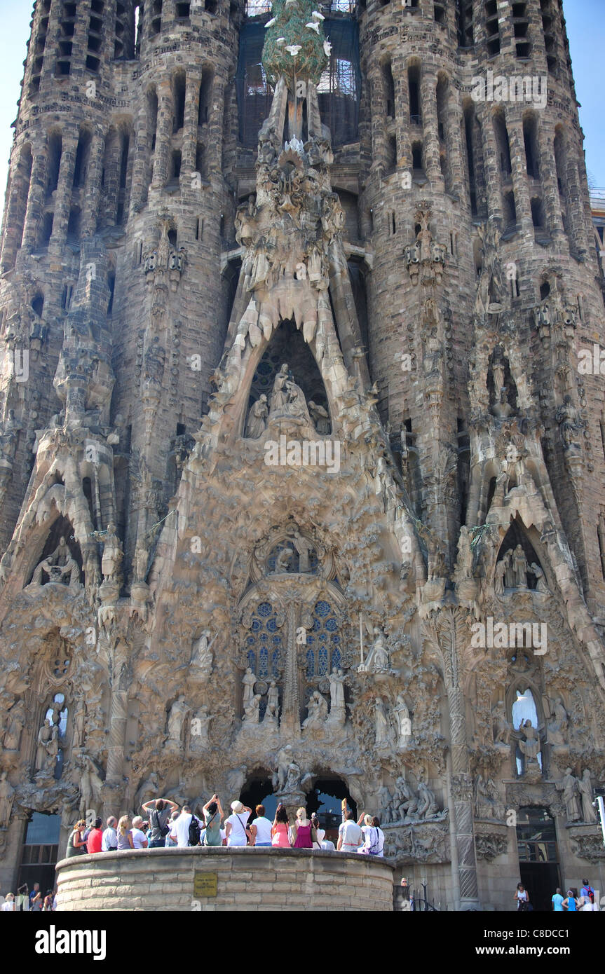 Geburtsfassade, Sagrada Família Basílica, Barcelona, Provinz Barcelona, Katalonien, Spanien Stockfoto