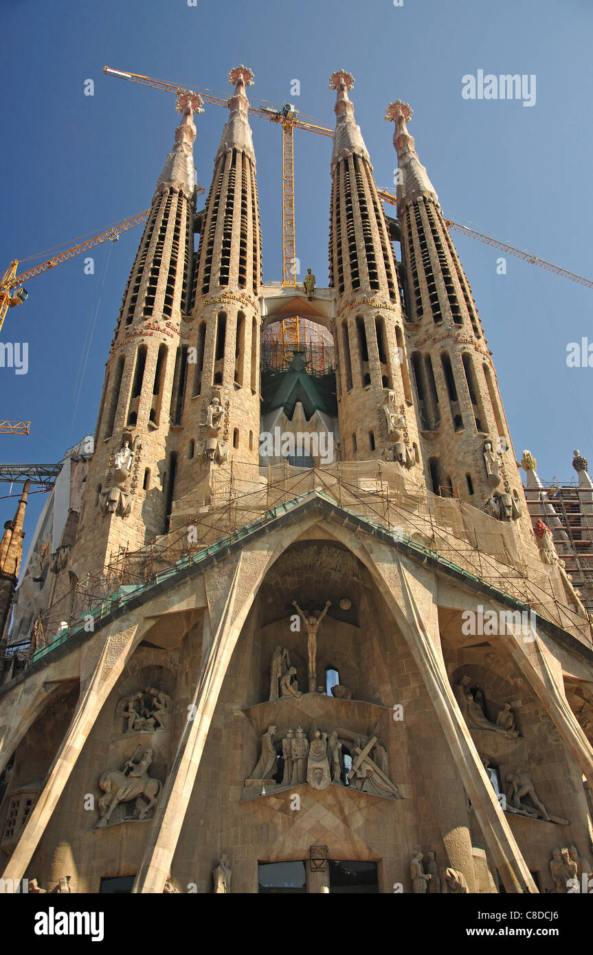Leidenschaft-Fassade, Sagrada Família Basílica, Barcelona, Provinz Barcelona, Katalonien, Spanien Stockfoto