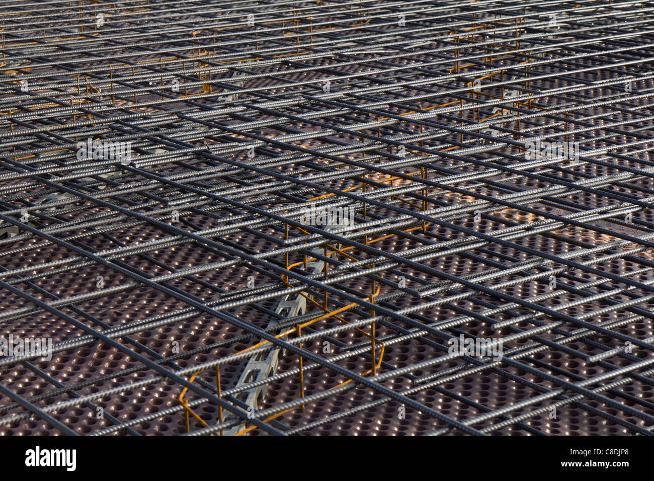 Stahl von Baustahlmatten für Betonplatte Stiftung Stockfoto