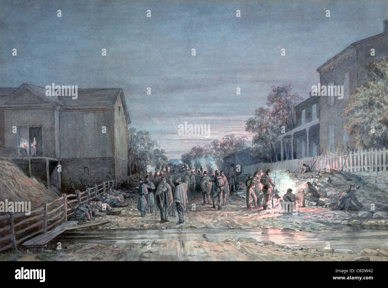 Skizze des Soldaten während der Ruhezeit nach dem Ausscheiden aus Camp McClure während USA Bürgerkrieg Stockfoto