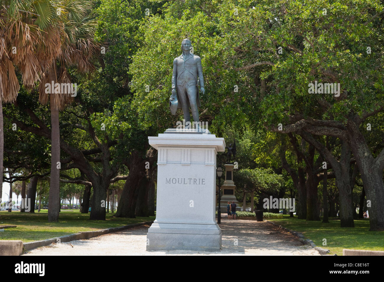 Statue von Generalmajor Moultrie, kontinentale Armee in Charleston, South Carolina White Point Gardens Stockfoto