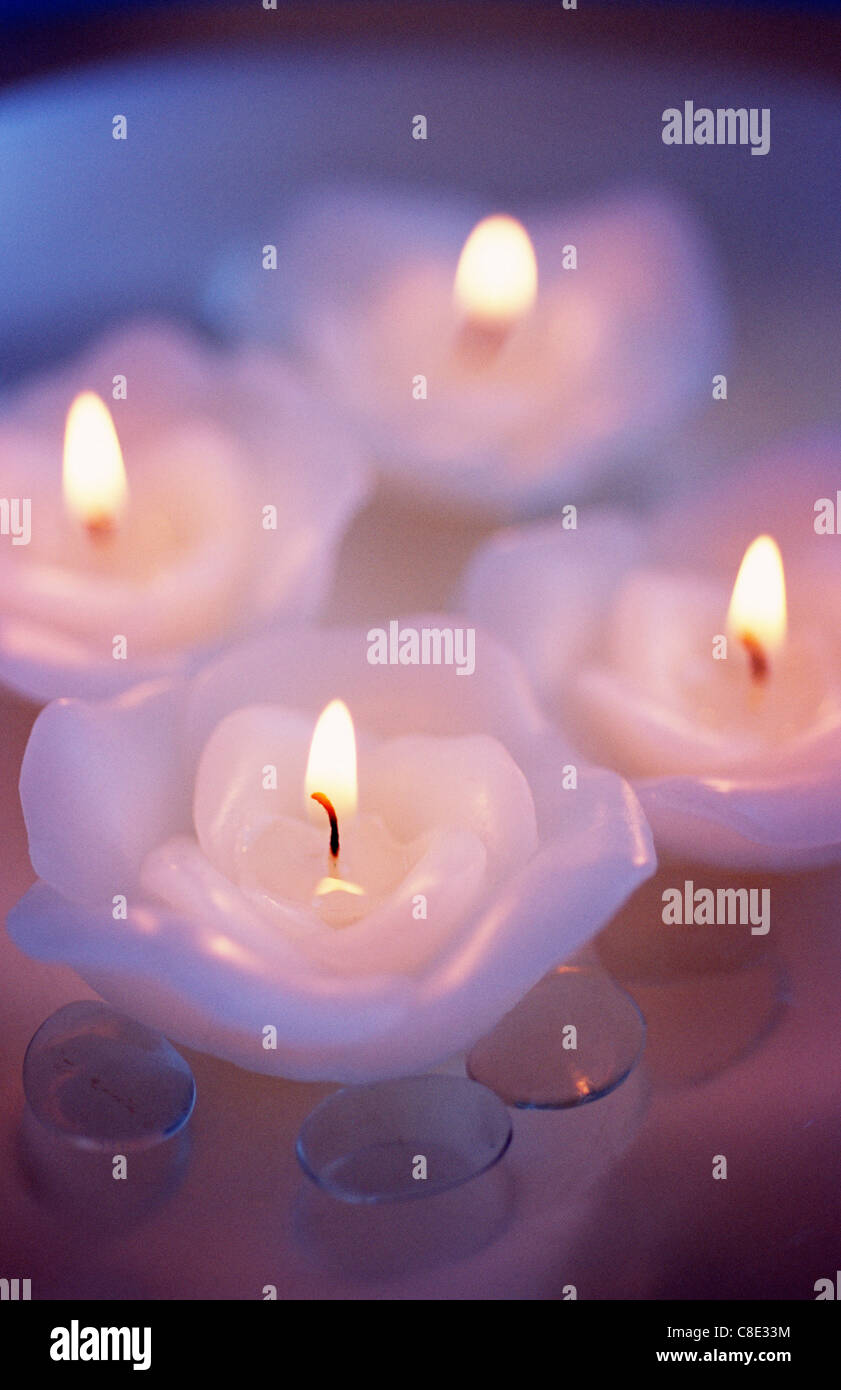 Tulpenförmige Kerzen Stockfoto