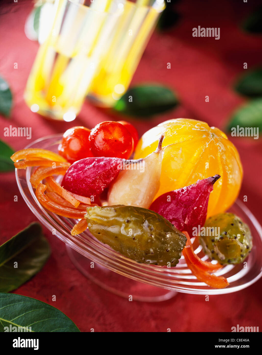 Auswahl der Cristallized Früchte Stockfoto