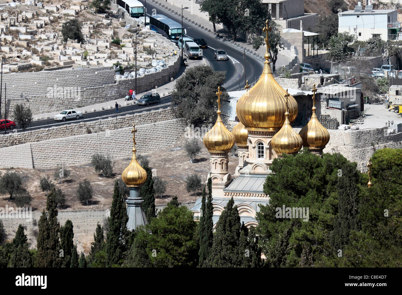 Die Church of St. Mary Magdalene am Hang des Mount Of Olives im Garten von Gethsemane, Jerusalem Stockfoto