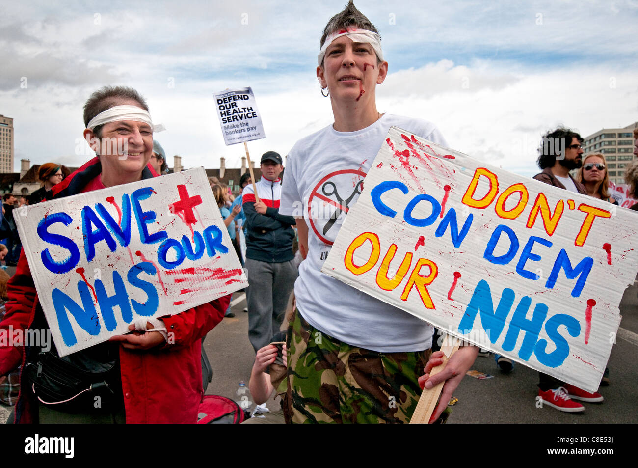 "Stop der Bill" Protest gegen National Health Service schneidet und Privatisierung London Oktober 2011 Stockfoto