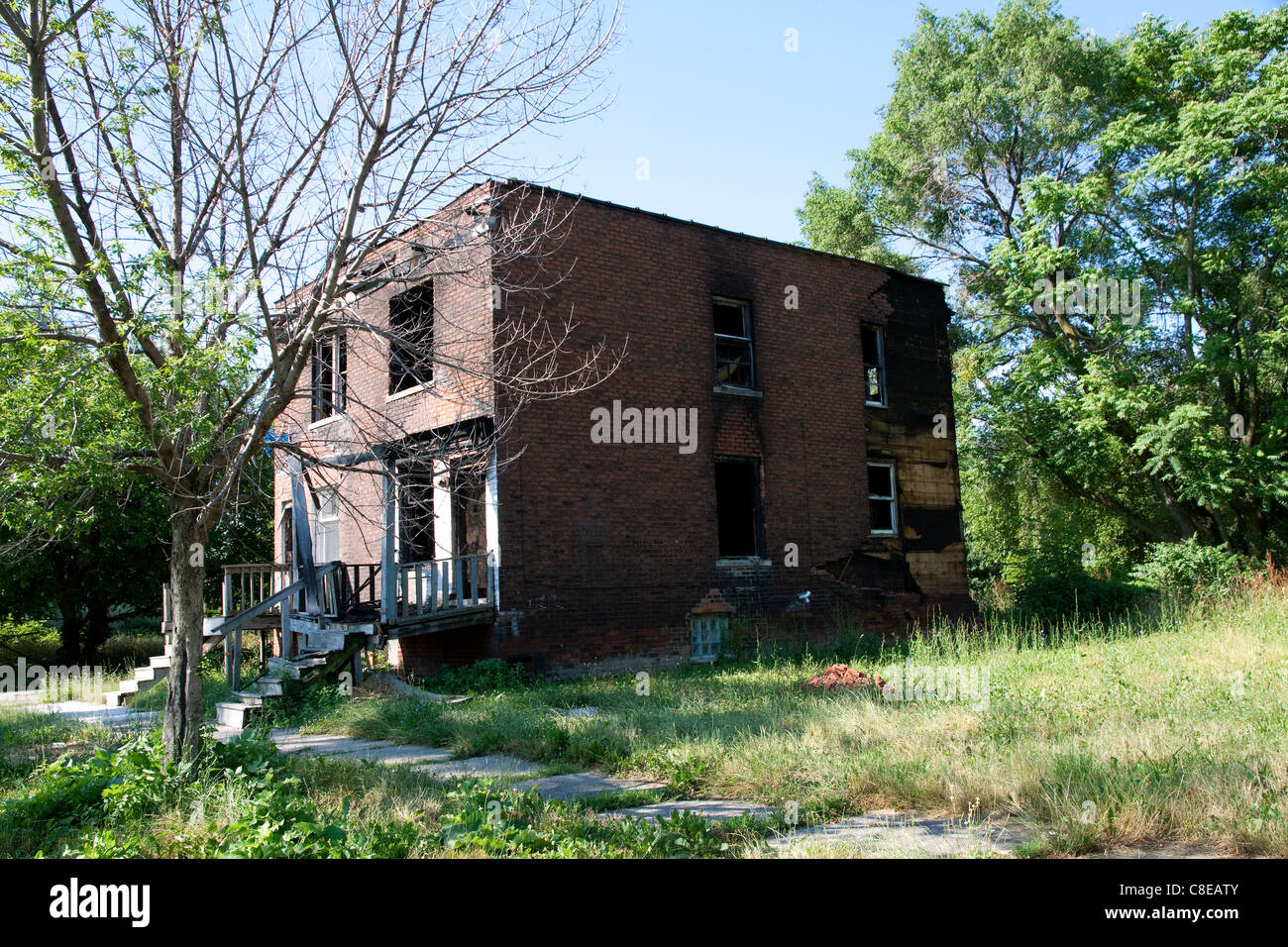 Freie und Ausgebrannten Wohnung Detroit Michigan USA Stockfoto