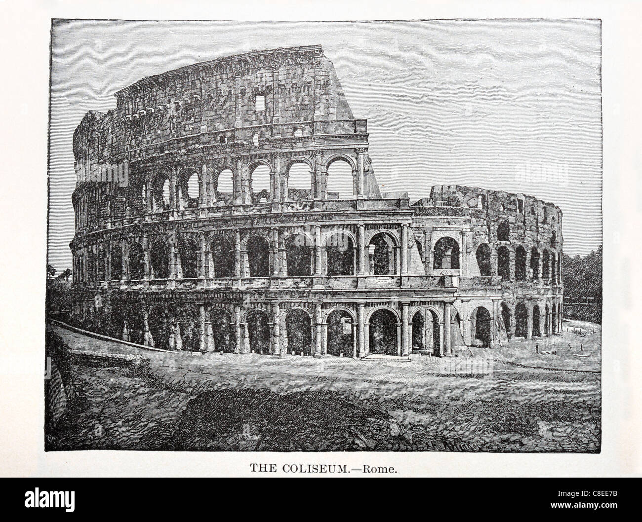 Alter Druck von Roman Coliseum aus einem Buch von 1896 Stockfoto