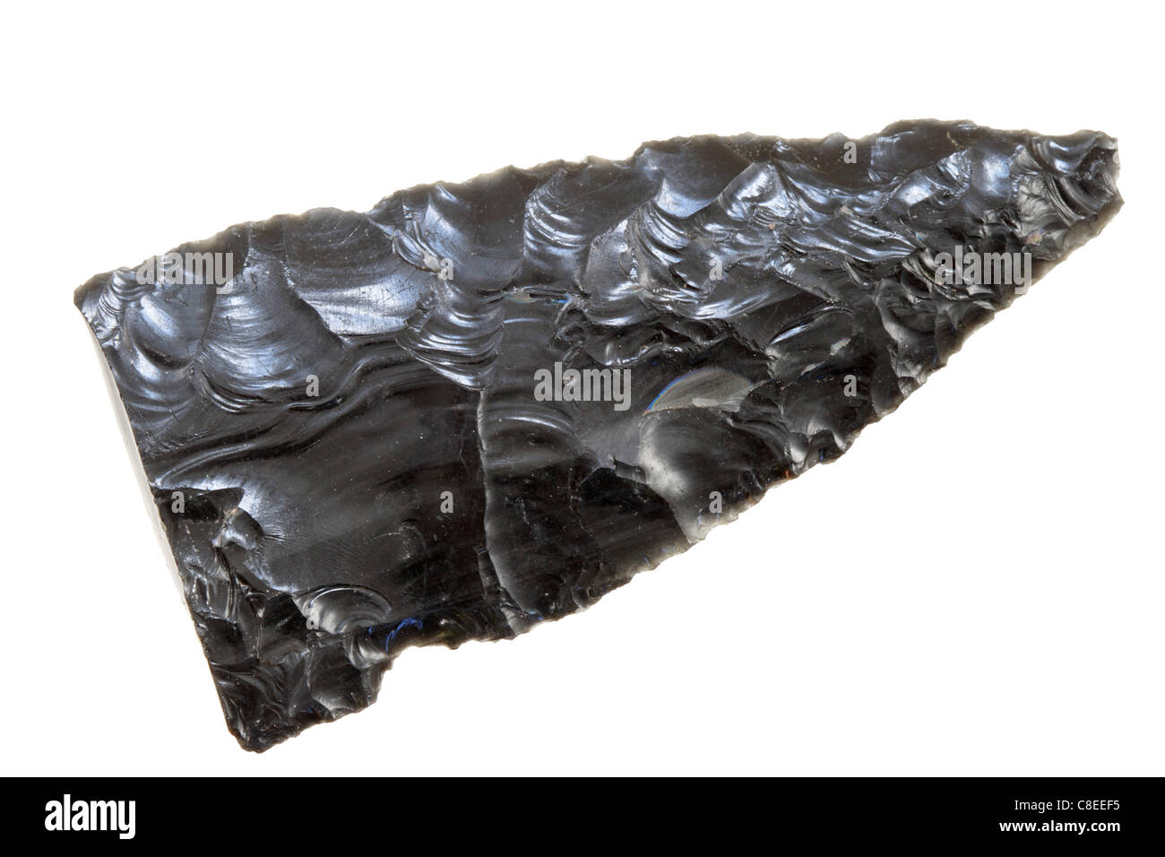 Alte indianische gechipt Obsidian Stein Werkzeugbruch Stockfoto