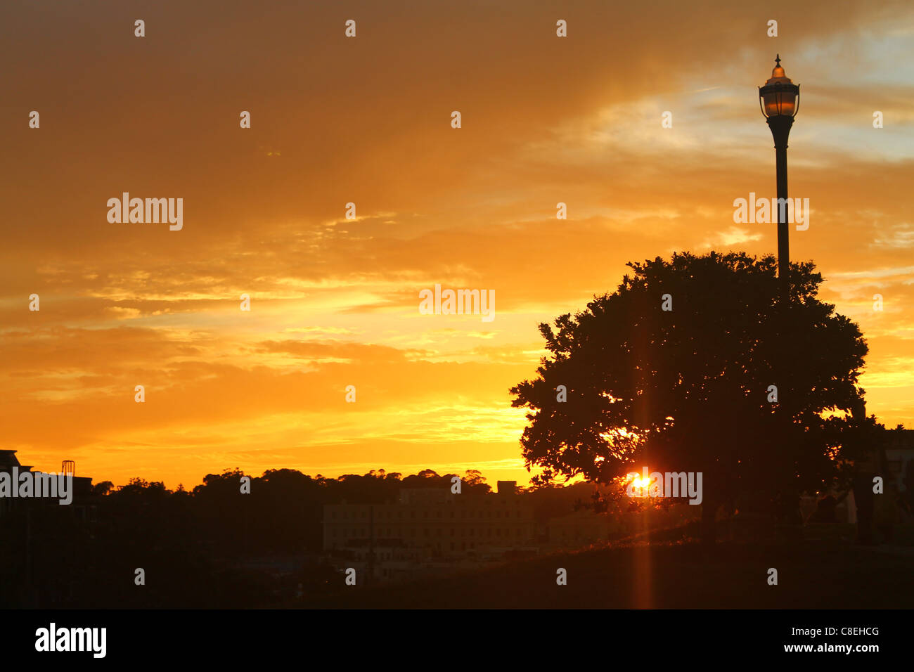 Lampe-Sonnenuntergang Stockfoto