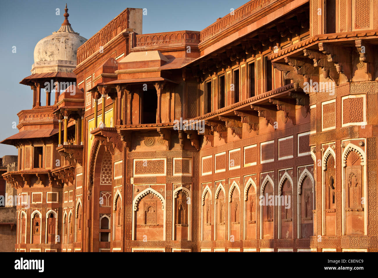 Agra Fort, 17. Jahrhundert Residenz der großen Mughals, Weltkulturerbe, Indien Stockfoto