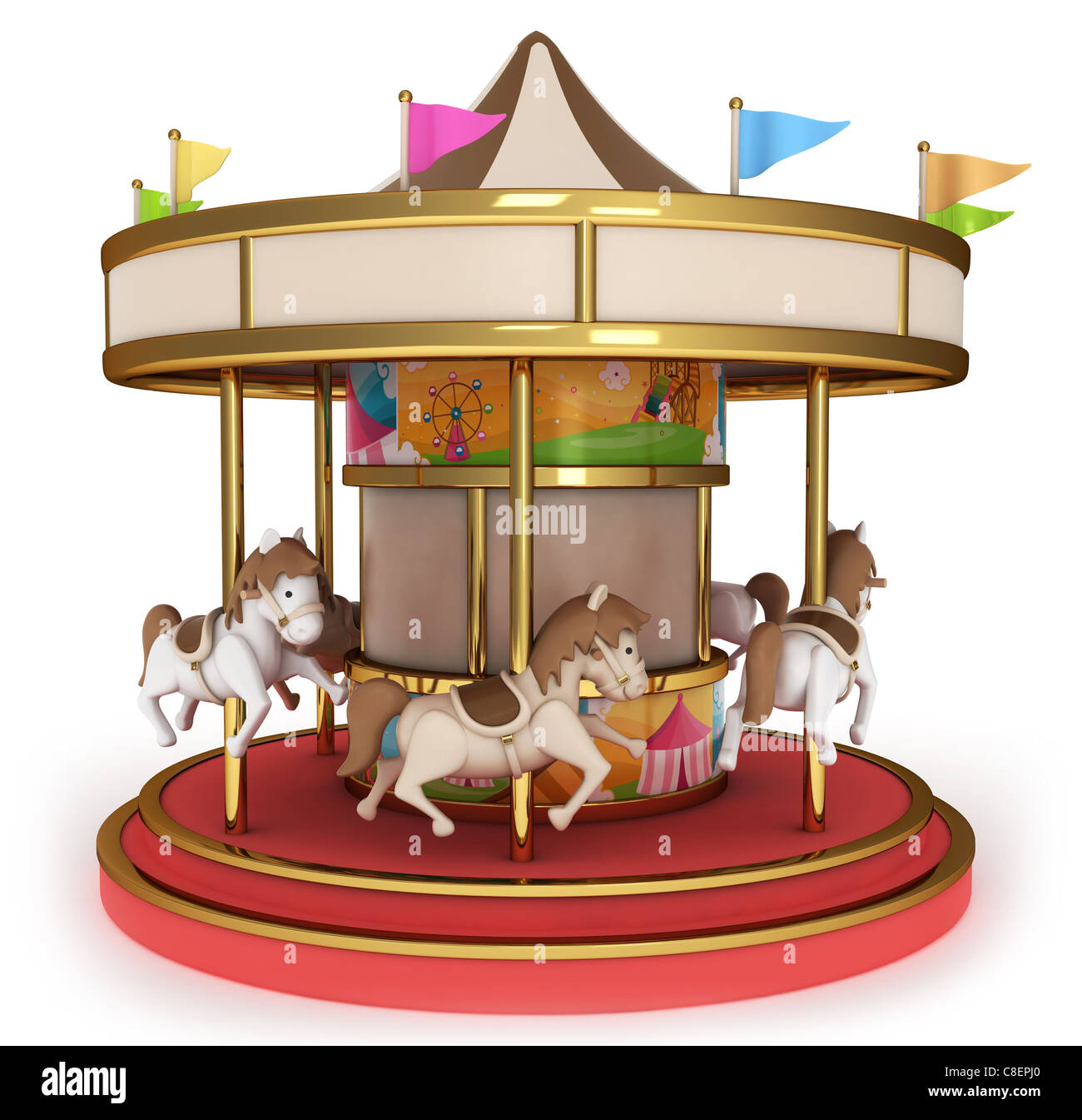 3D Abbildung eines Karussells Stockfoto