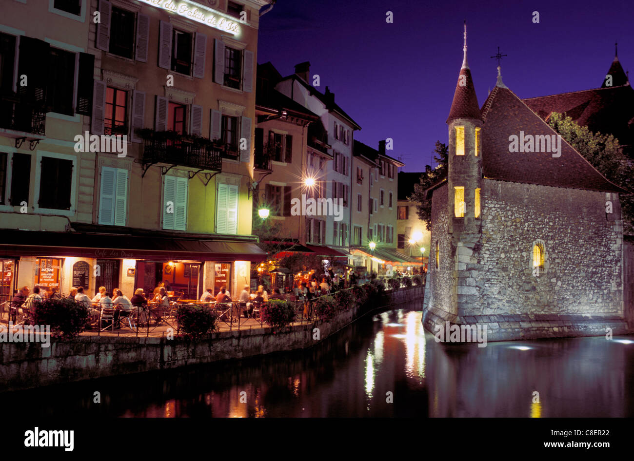 Altstadt, Annecy, Savoie, Rhônes Alpes, Frankreich, Europa, Nacht Stockfoto