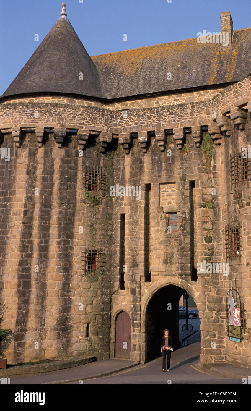 Stadt, Tor, Ville Close, Hennebont, Bretagne, Bretagne, Frankreich, Europa, Wand Stockfoto