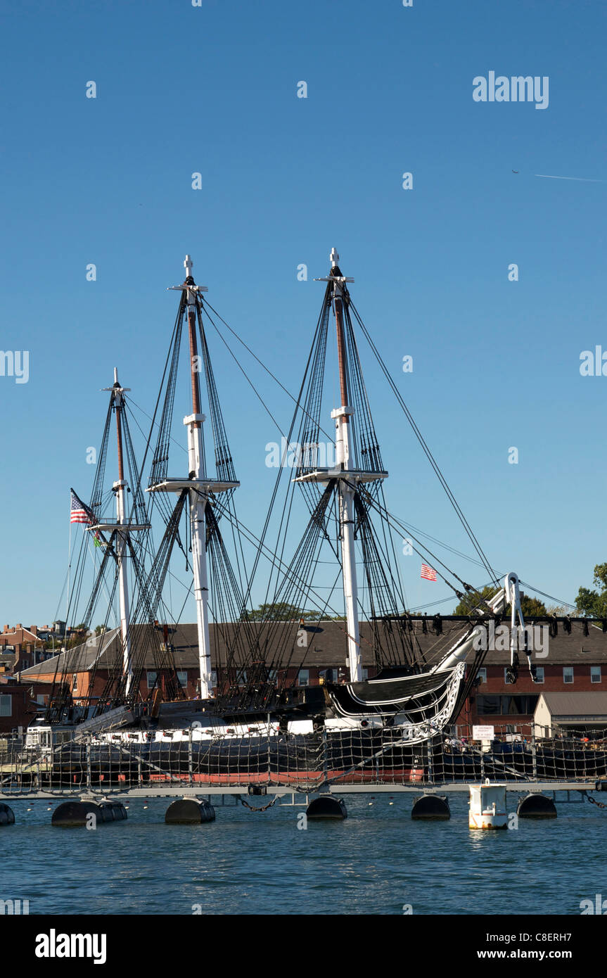 USS Constitution (Old Ironsides, Charlestown Navy Yard, Boston, Massachusetts, New England, Vereinigte Staaten von Amerika Stockfoto