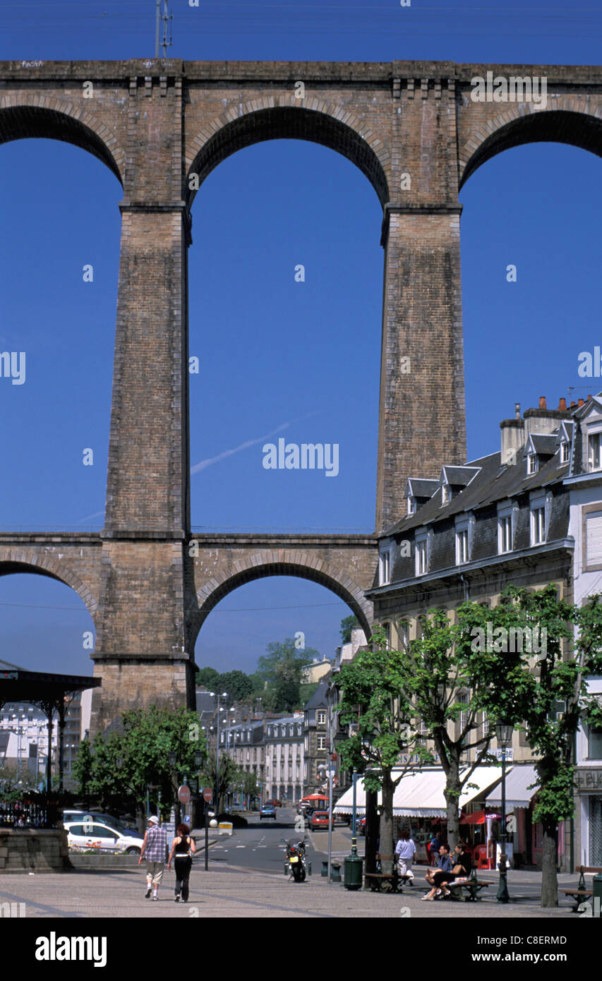 Viadukt, Morlaix, Bretagne, Bretagne, Frankreich, Europa, Brücke, römische Stockfoto