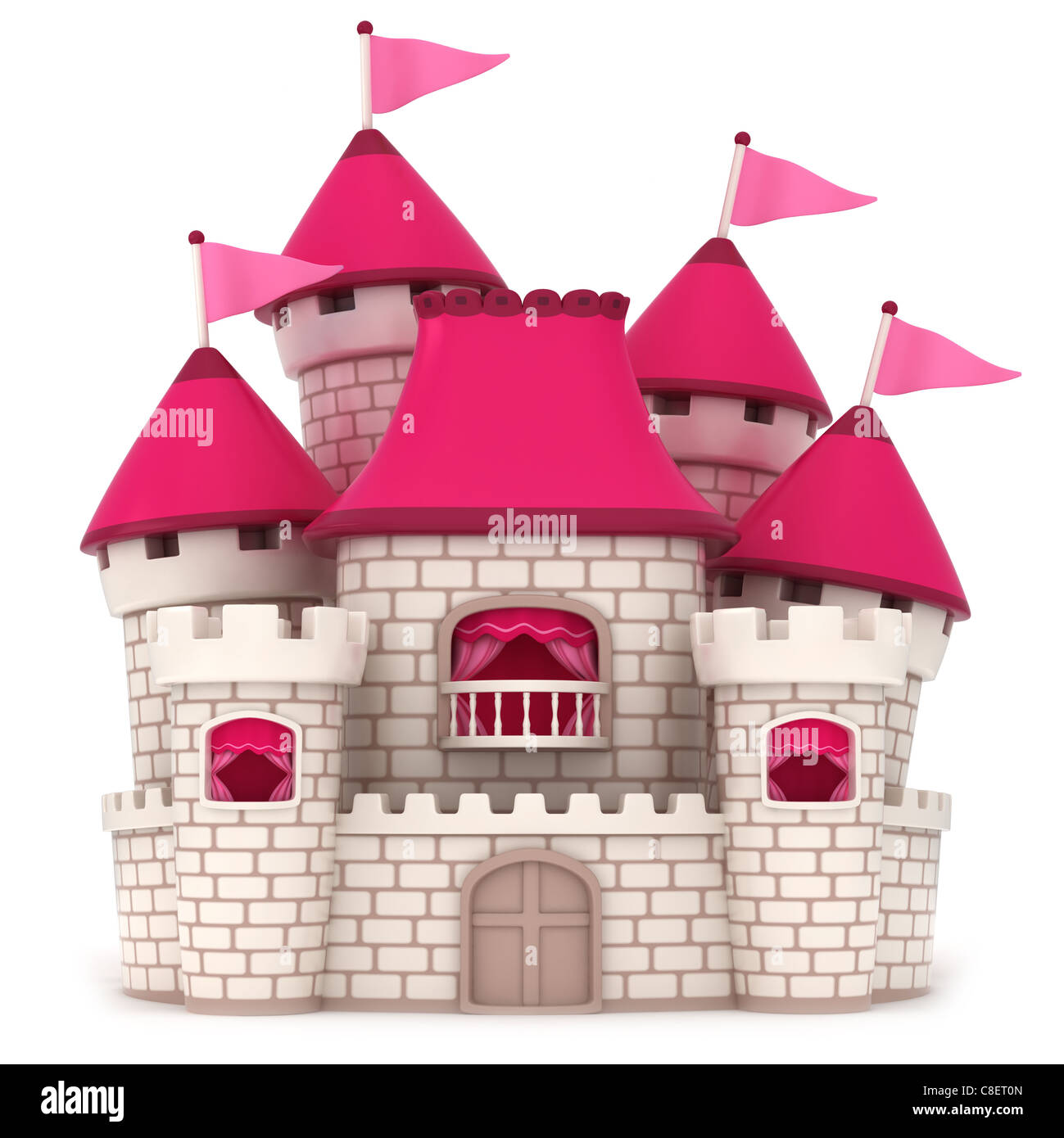 3D Abbildung einer schönen rosa-Burg Stockfoto