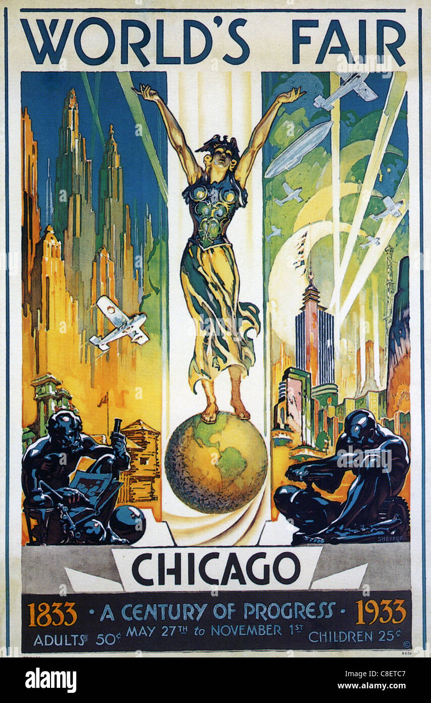 Weltausstellung CHICAGO 1933 - Plakat entworfen von Glen Sheffer Stockfoto