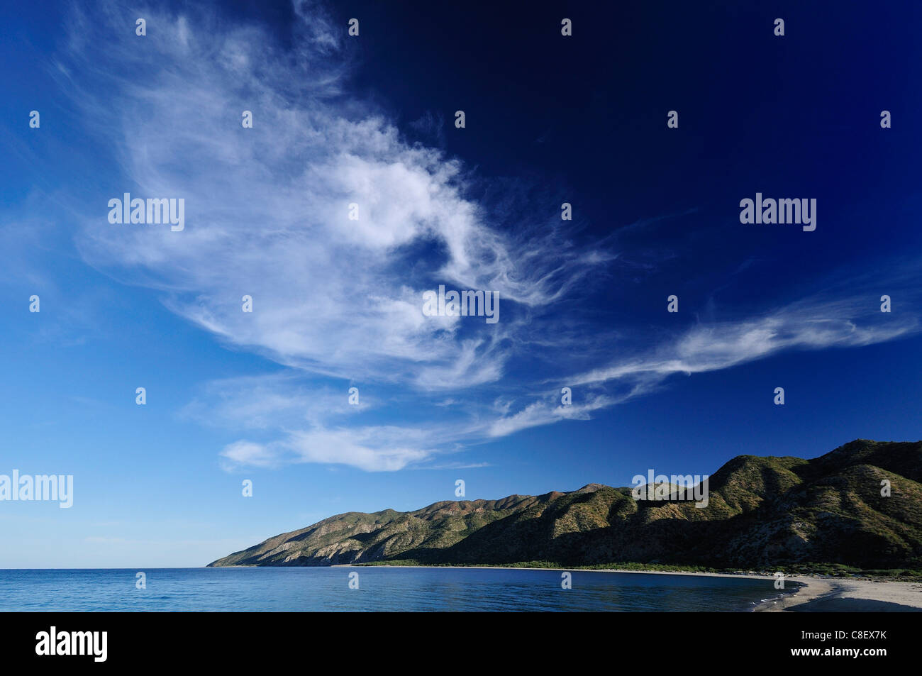 Strand, Isla Cerralvo, Ventana Bucht, Meer von Cortez, Baja California Sur, Baja Kalifornien, Sur, Mexiko, Mittelamerika, Meer, Küste Stockfoto