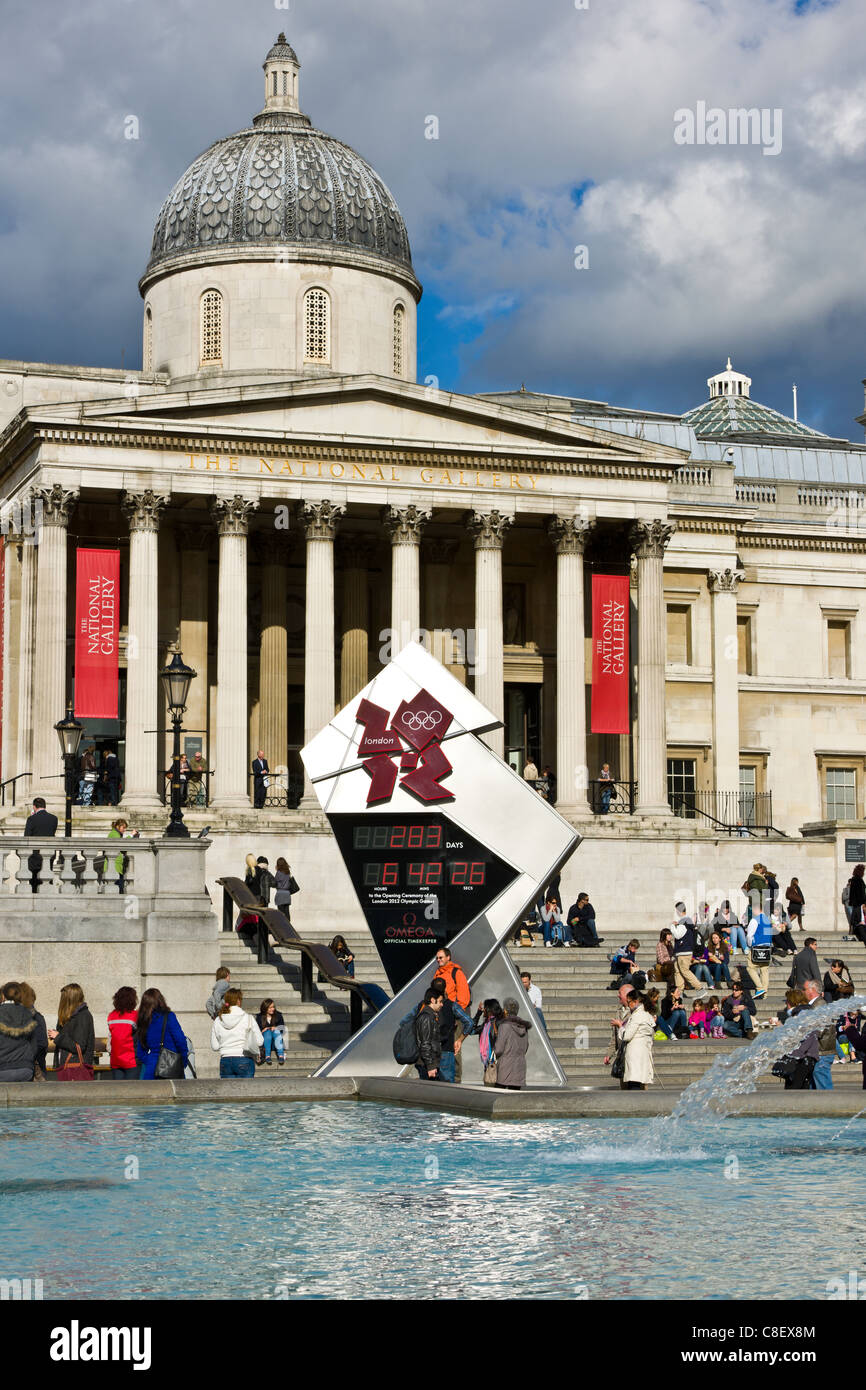 Die offizielle 2012 London Olympia-Countdown-Uhr, Trafalgar Square, London - England. Stockfoto