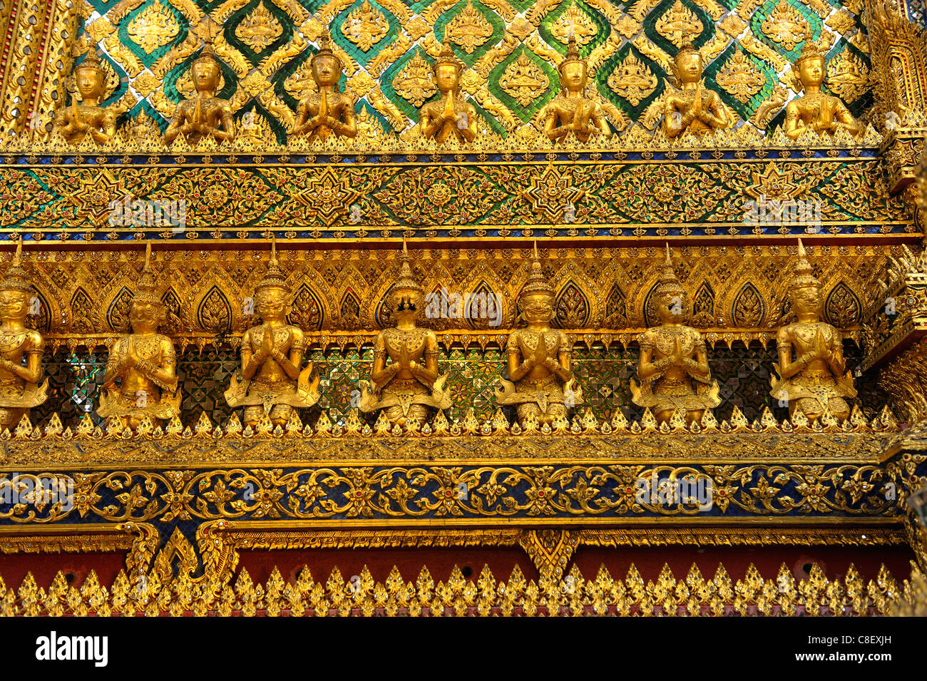 Tempel, Smaragd-Buddha, Buddha, Religion, Golden, Wat Phra Kaeo, Grand Palace, altes, Stadt, Stadt, Bangkok, Thailand, Asien Stockfoto