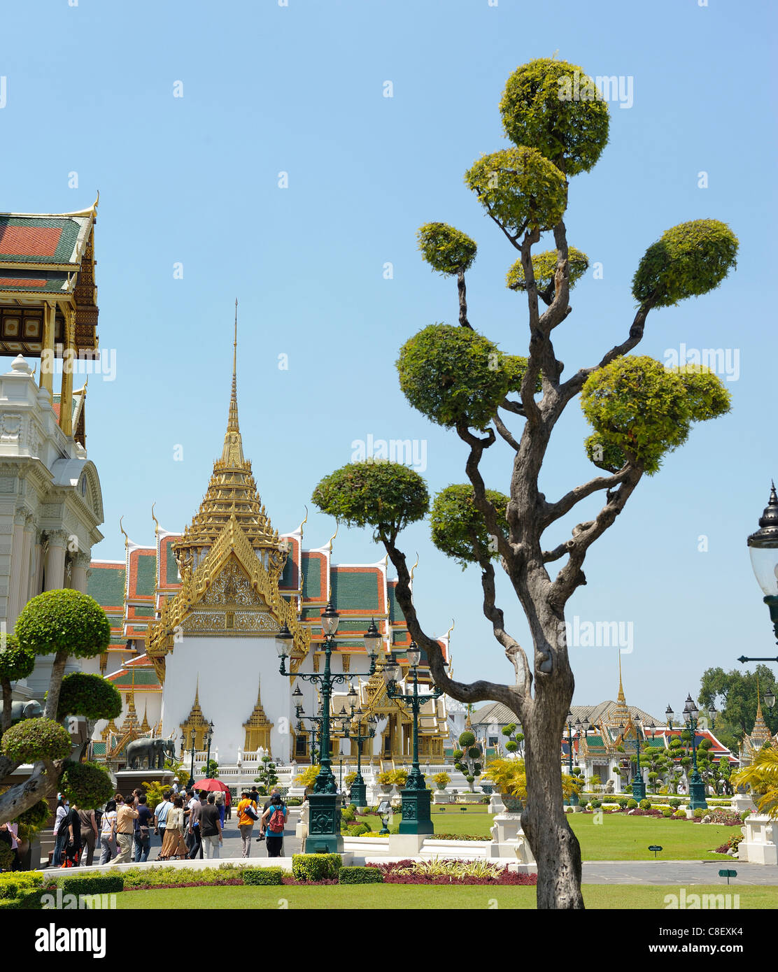 Dusit Maha Prasat, Halle, Grand Palace, alte, Stadt, Stadt, Bangkok, Thailand, Asien, Bäume Stockfoto