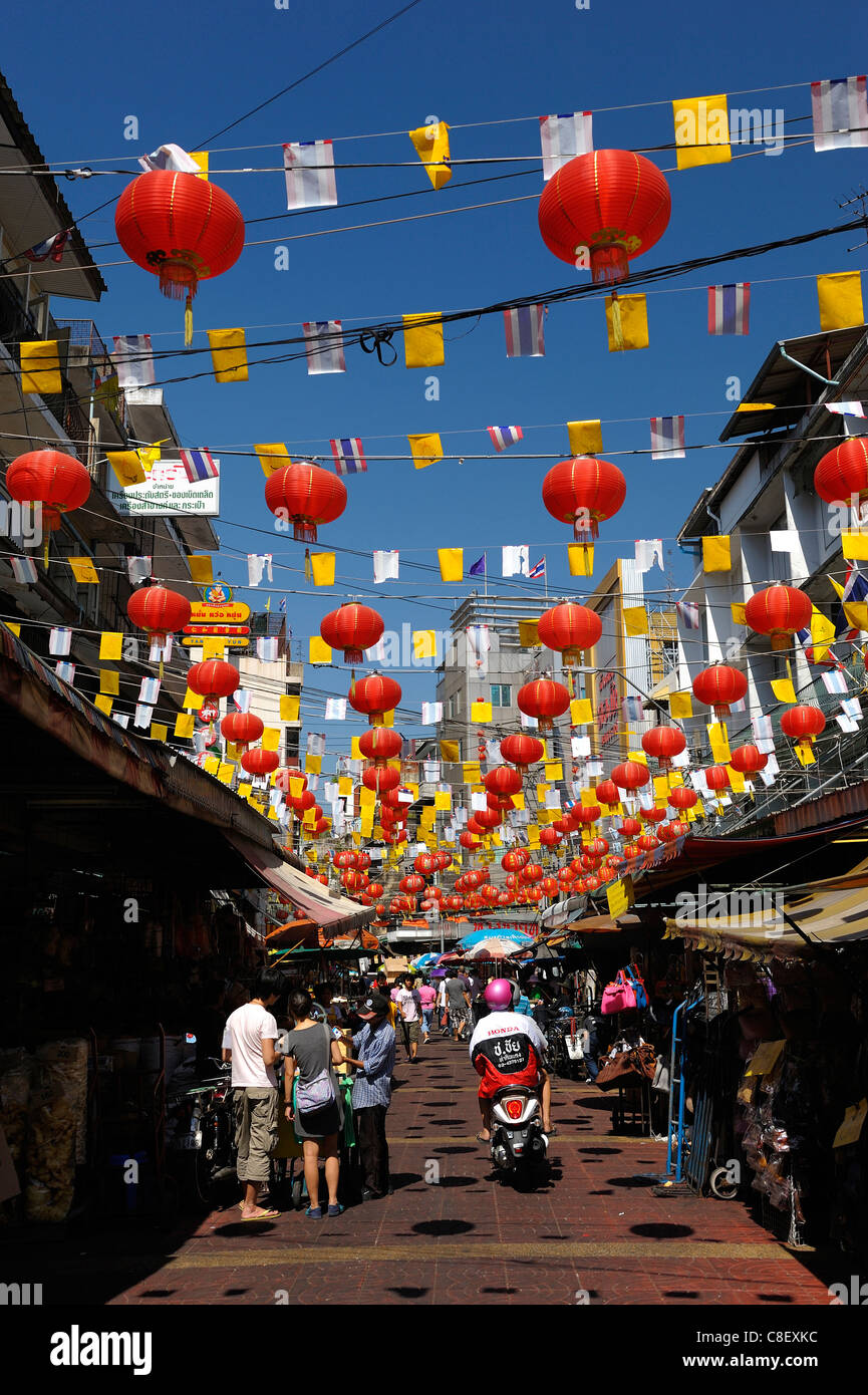 Chinatown, Bangkok, Thailand, Asien, China, Laterne, Straße Stockfoto