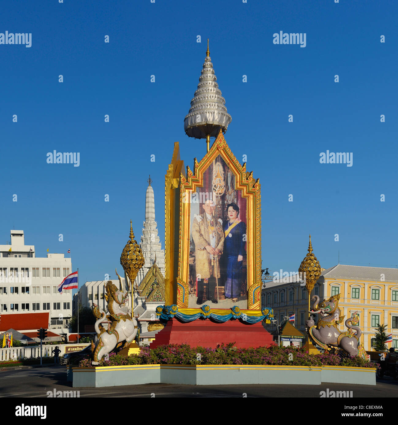 Kreuzung, König, Portrait, Bangkok, Thailand, Asien, Stockfoto