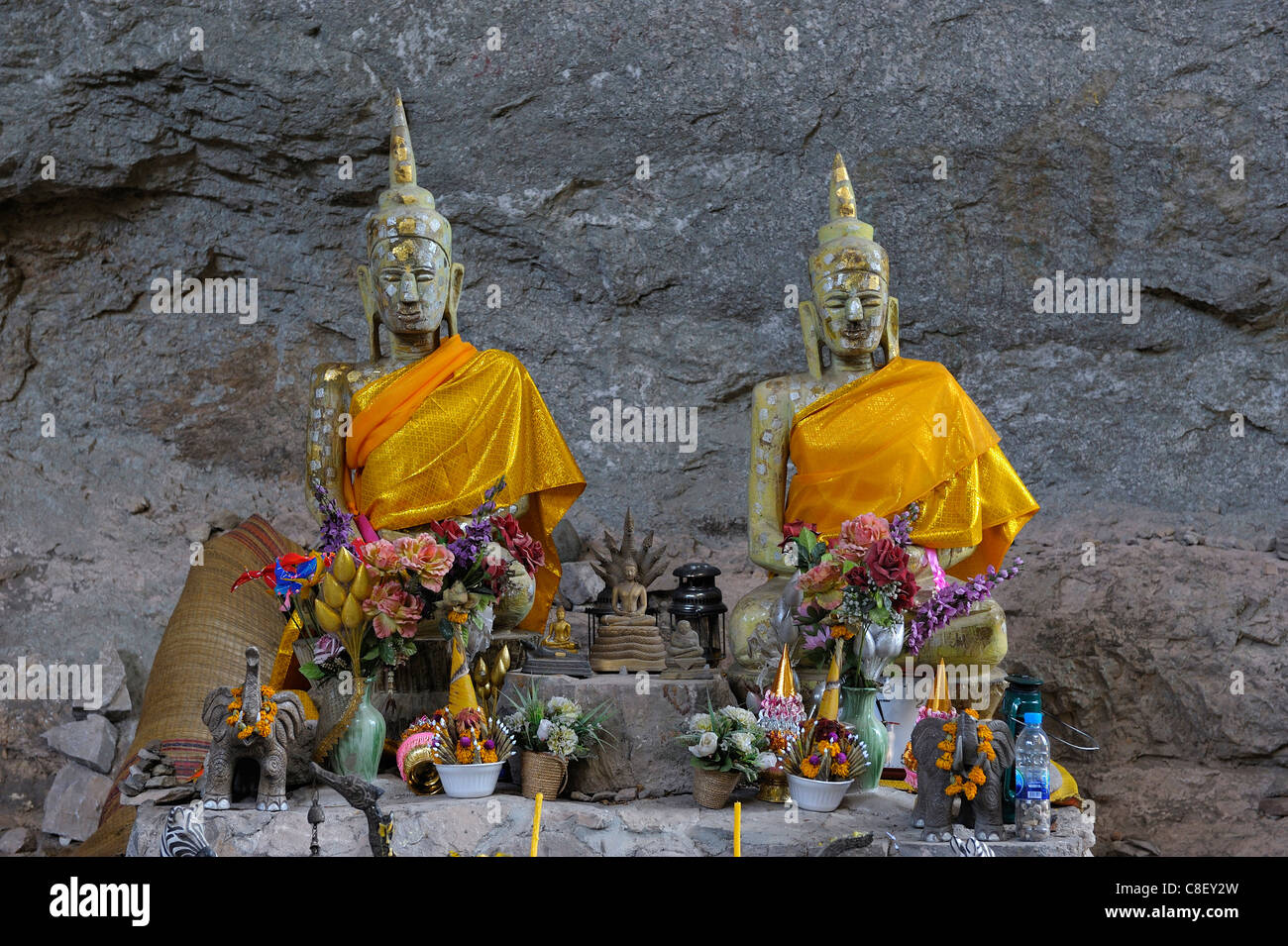 Buddhas, Religion, Tham Lod Yai, Höhle, Chaolem Rattanakosin, Nationalpark, Thailand, Asien, Stockfoto