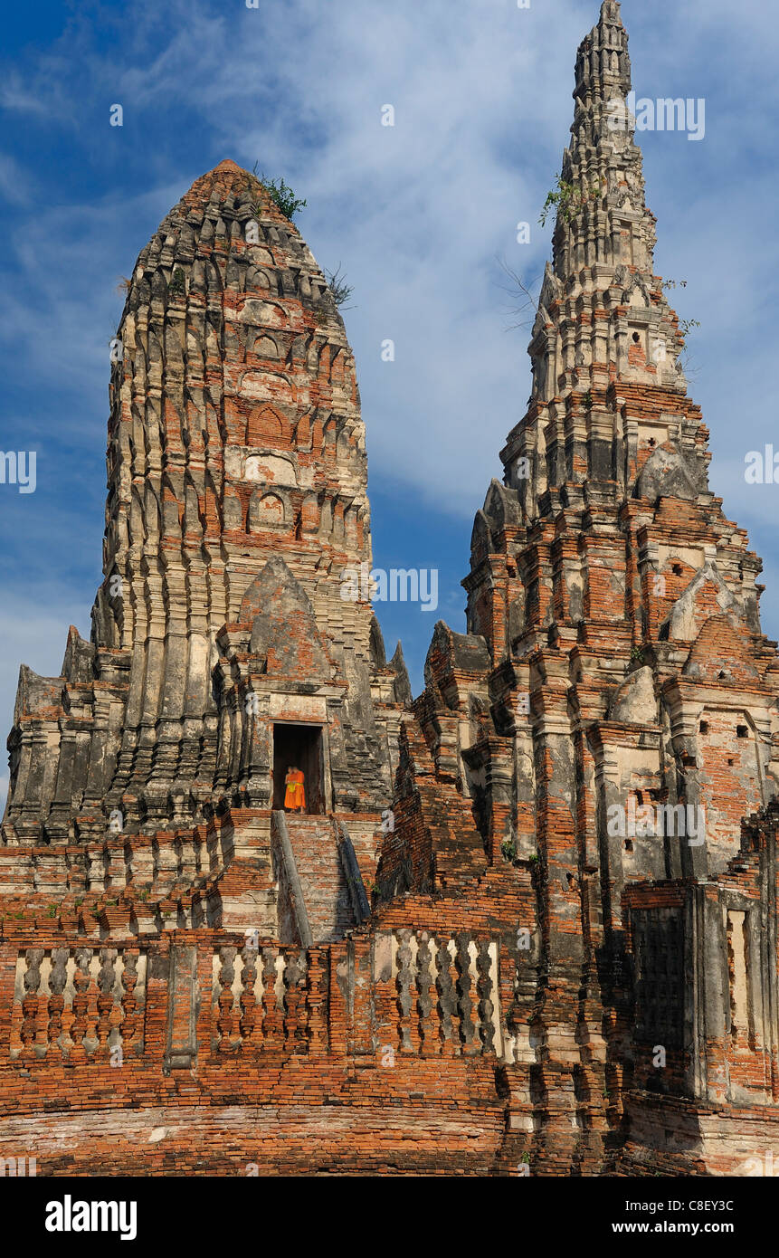 Wat Chai, Watthanaram, Ruinen, Tempel UNESCO World Heritage Site, Ayutthaya, Thailand, Asien, Stockfoto