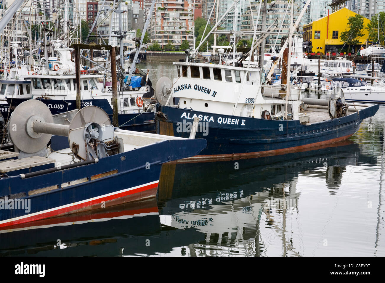 Broker Bay Marina, Granville Island, Vancouver, Britisch-Kolumbien, Kanada Stockfoto