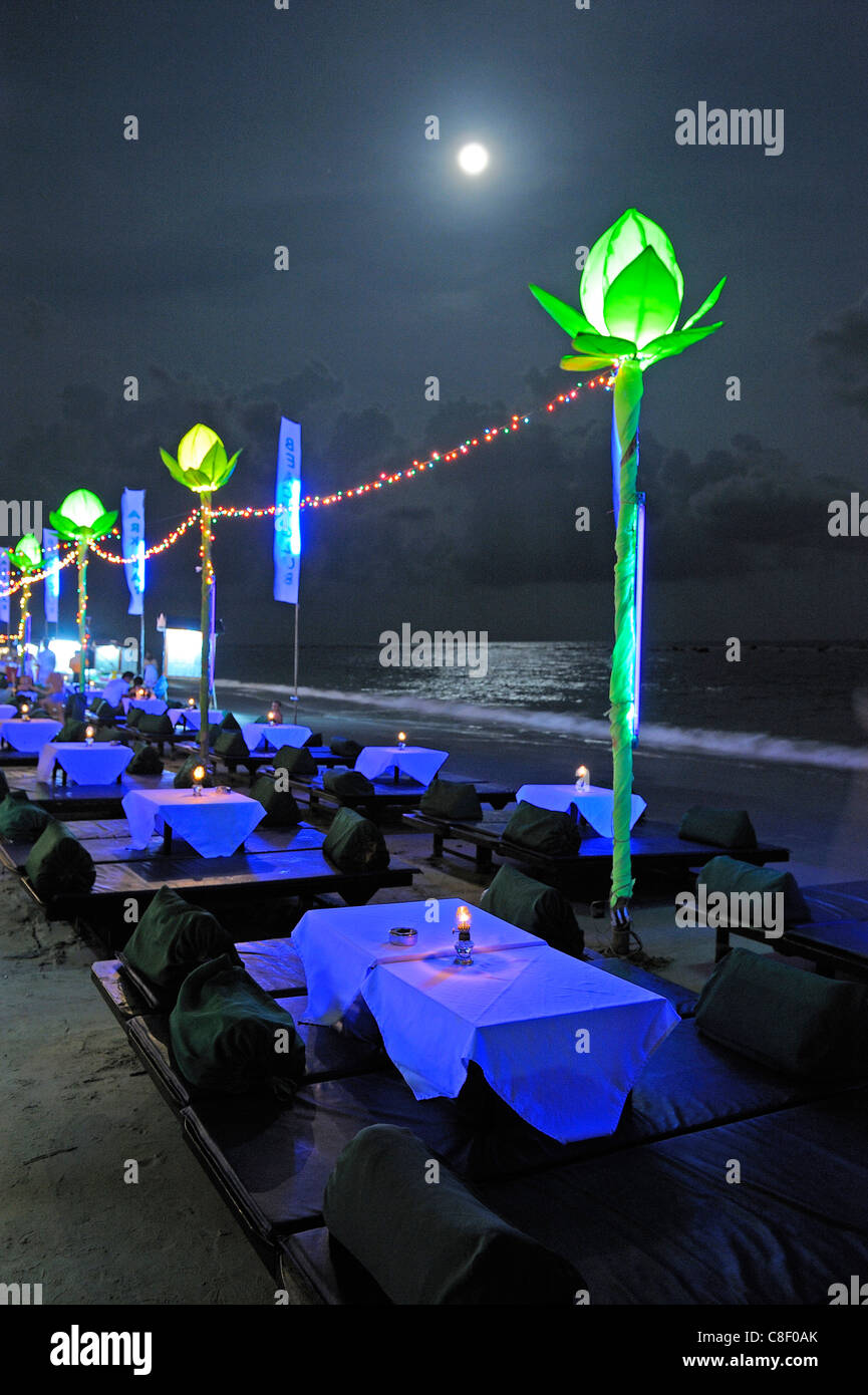 Restaurants, Strand, Nacht, Chaweng, Beach, Koh Samui, Thailand, Asien, Stockfoto