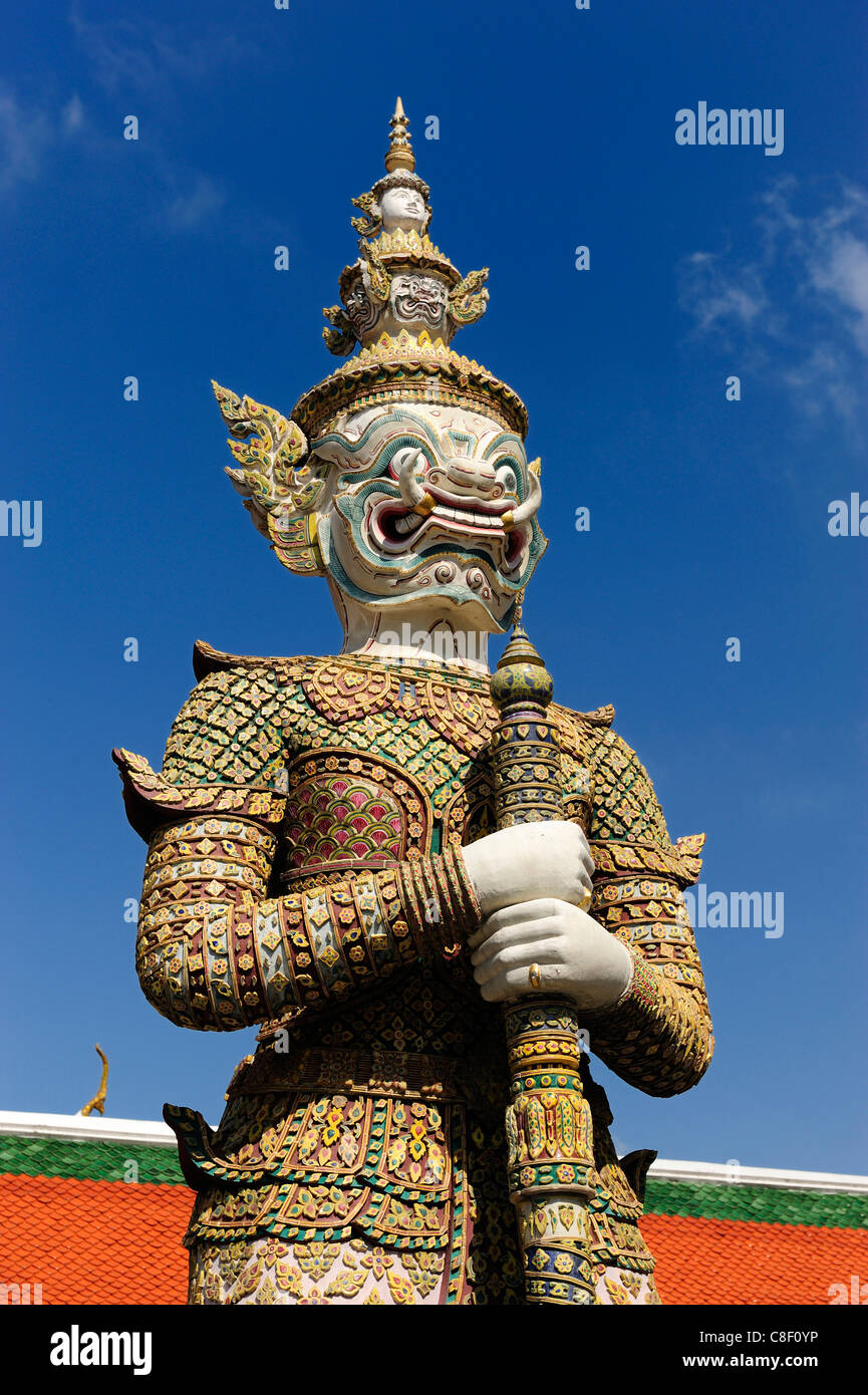 Wachen, Wat Phra Keo, Grand Palace, altes, Stadt, Stadt, Statue, Tempel, Asien, Bangkok, Thailand Stockfoto