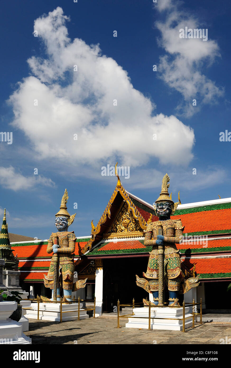 Wachen, Wat Phra Keo, Grand Palace, altes, Stadt, Stadt, Bangkok, Thailand, Asien, Tempel Stockfoto