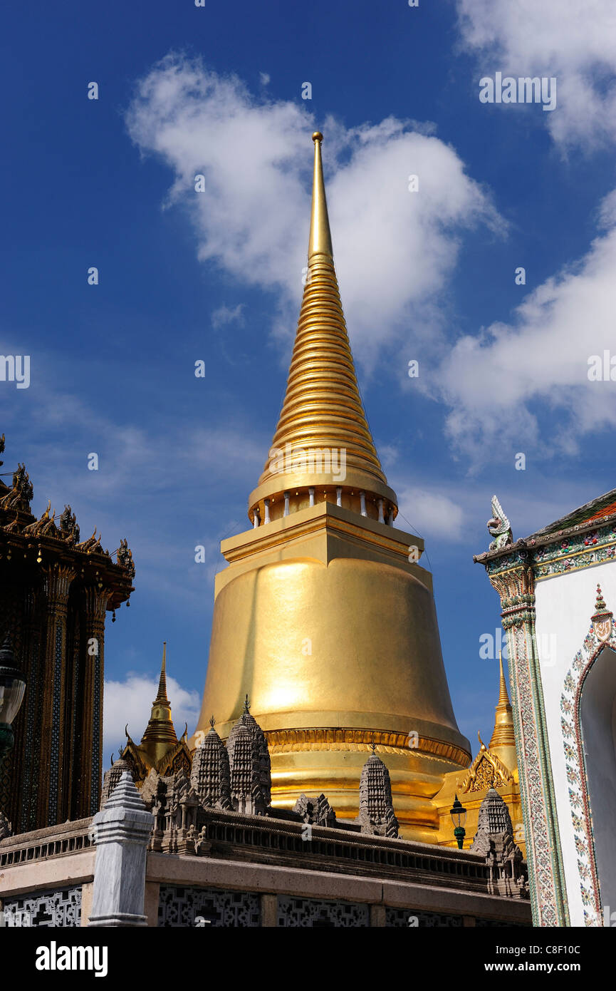 Phra Siratana Chedi, Tempel, Wat Phra Kaew, Grand Palace, altes, Stadt, Stadt, Bangkok, Thailand, Asien, golden Stockfoto
